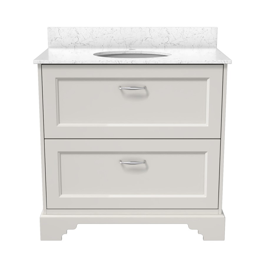 800mm White Freestanding Marble Top Vanity Unit - Ashbourne