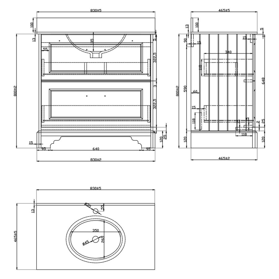 800mm White Freestanding Marble Top Vanity Unit - Ashbourne