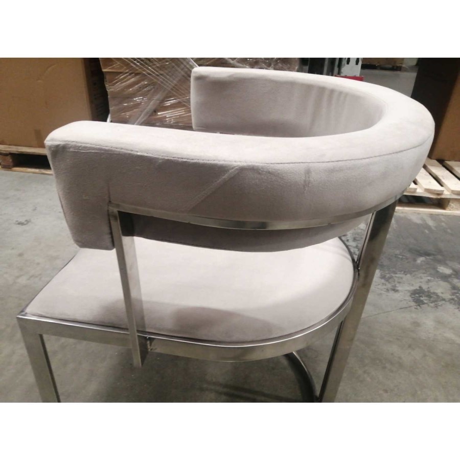 GRADE A2 - Beige Velvet Cantilever Dining Chair - Alana Boutique