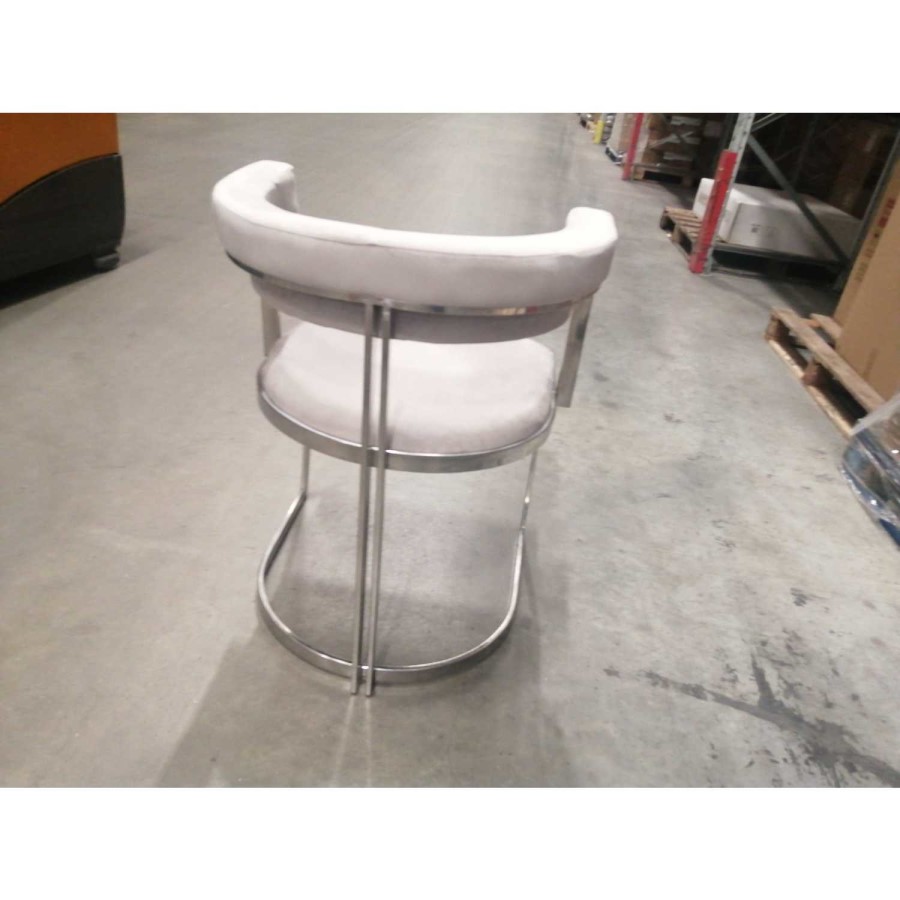 GRADE A2 - Beige Velvet Cantilever Dining Chair - Alana Boutique
