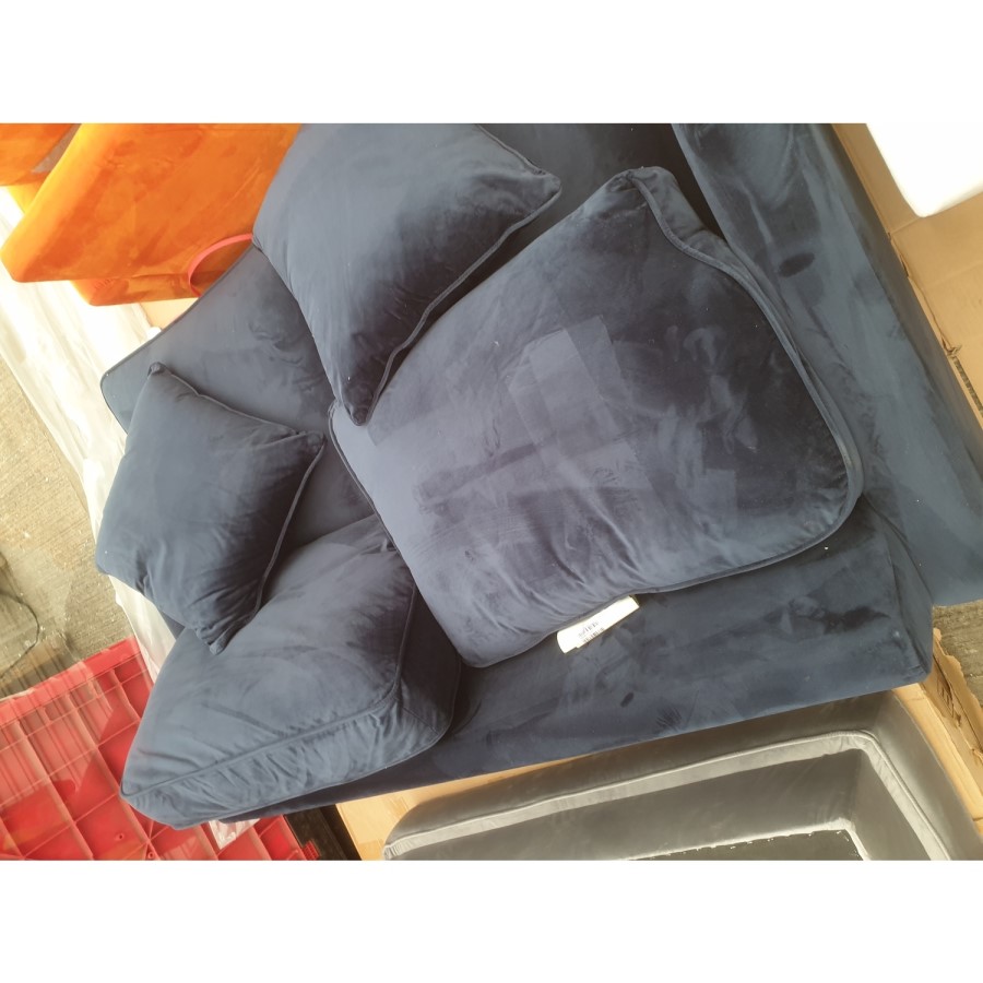 GRADE A2 - Navy Blue Velvet 2 Seater Sofa - Payton