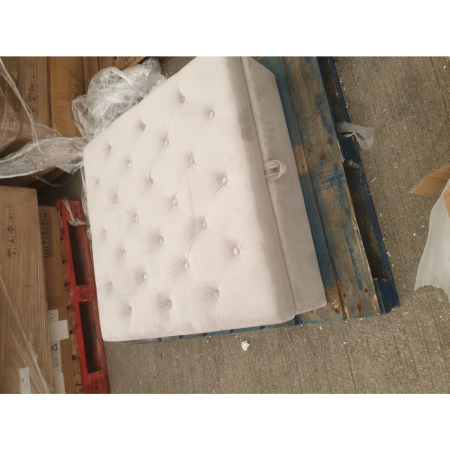 GRADE A2 - Light Grey Velvet Footstool with Ottoman Storage - Inez