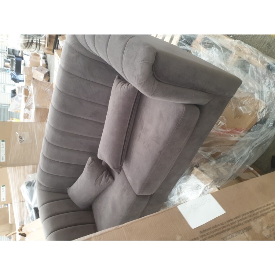 GRADE A2 - Dark Grey Quilted Velvet 2 Seater Sofa - Lotti