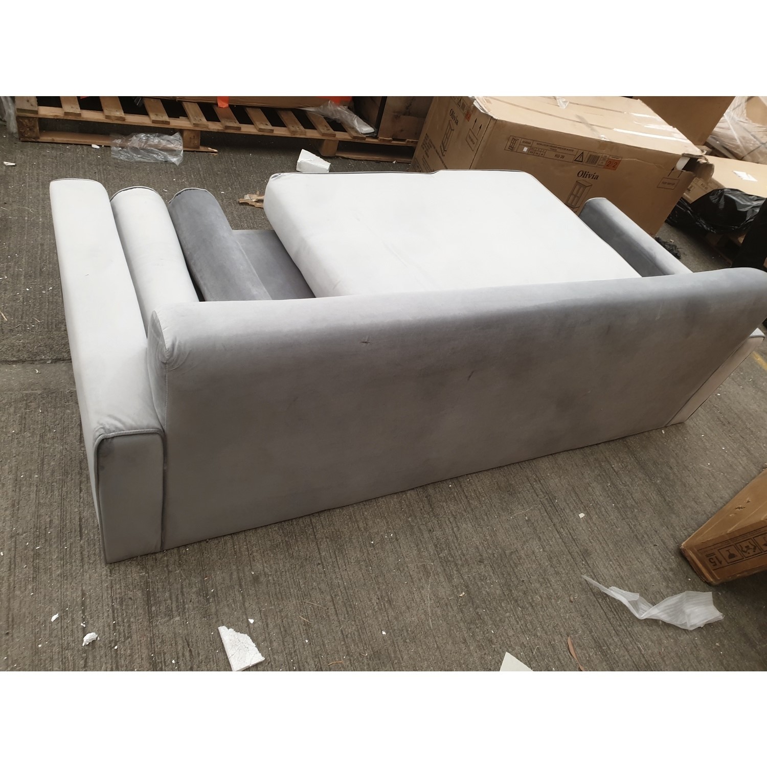 GRADE A2 - Grey 3 Seater L Shaped Sofa in Velvet - Left Hand Facing ...