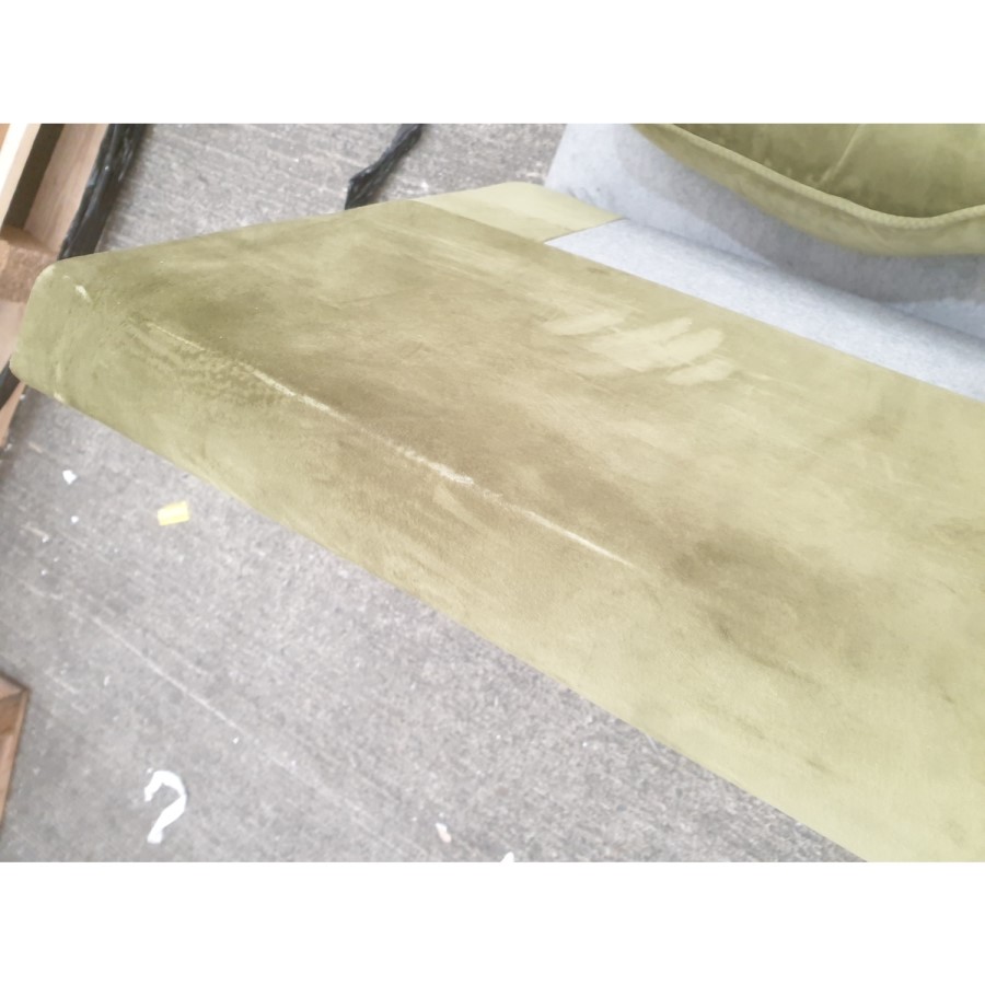 GRADE A2 - Olive Green 3 Seater L Shaped Sofa in Velvet - Left Hand Facing - Payton
