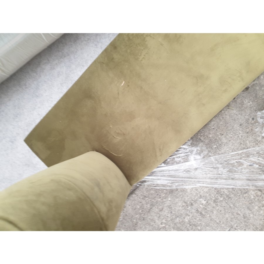 GRADE A2 - Olive Green 3 Seater L Shaped Sofa in Velvet - Left Hand Facing - Payton