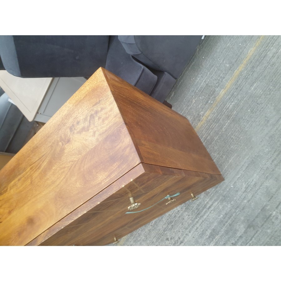 GRADE A2 - Mango Wood Chest of 3 Drawers with Gold Hairpin Legs - Halo