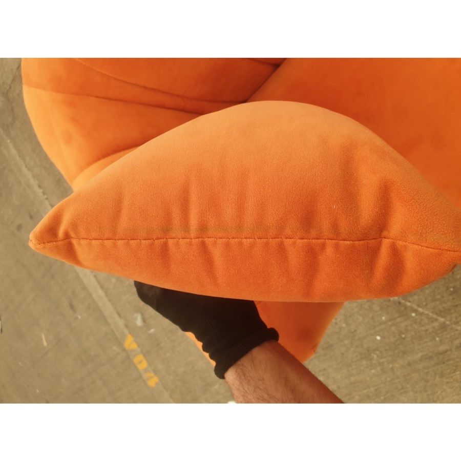 GRADE A2 - Orange Velvet 3 Seater Sofa - Lotti