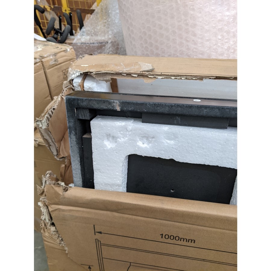 GRADE A2 - Grey and Wood Two Tone Freestanding Electric Fireplace Suite with Black Stove - Amberglo