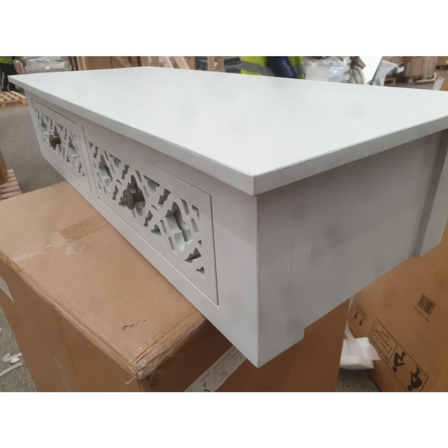 GRADE A2 - Grey Mirrored Boho Dressing Table with 2 Drawers - Alexis