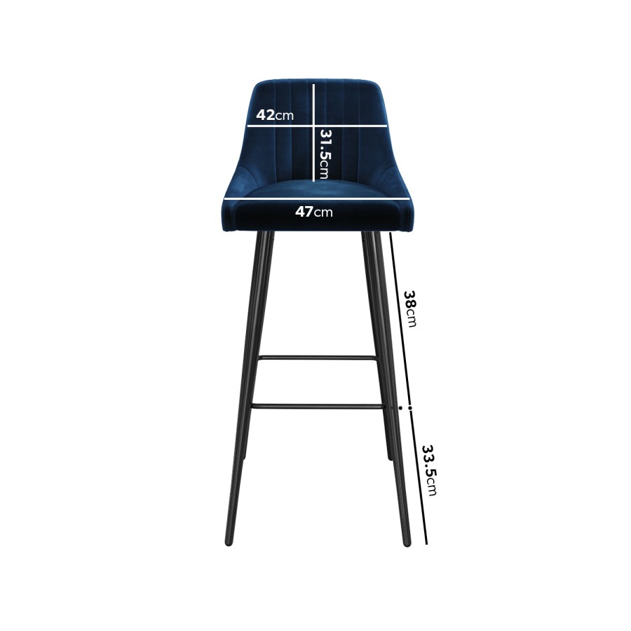 GRADE A2 - Navy Blue Velvet Upholstered Bar Stool - Macie