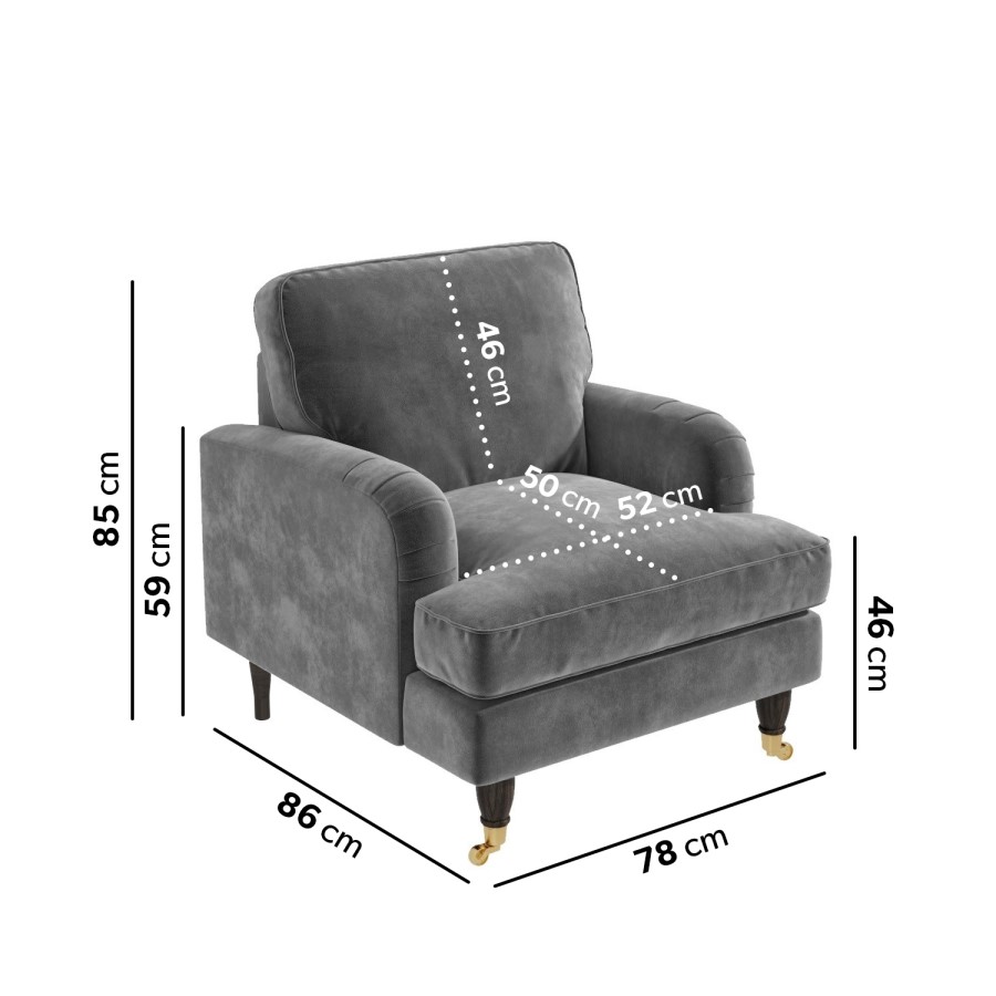 GRADE A2 - Silver Grey Velvet Armchair - Payton