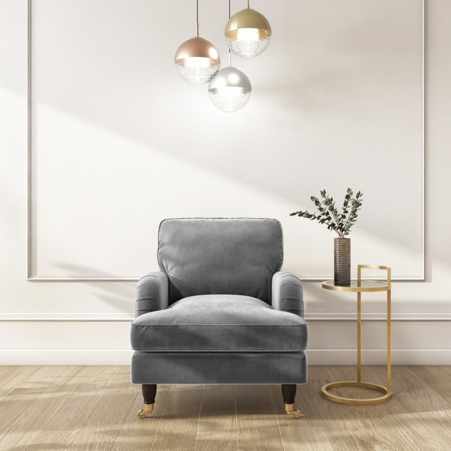 GRADE 2 - Silver Grey Velvet Armchair - Payton