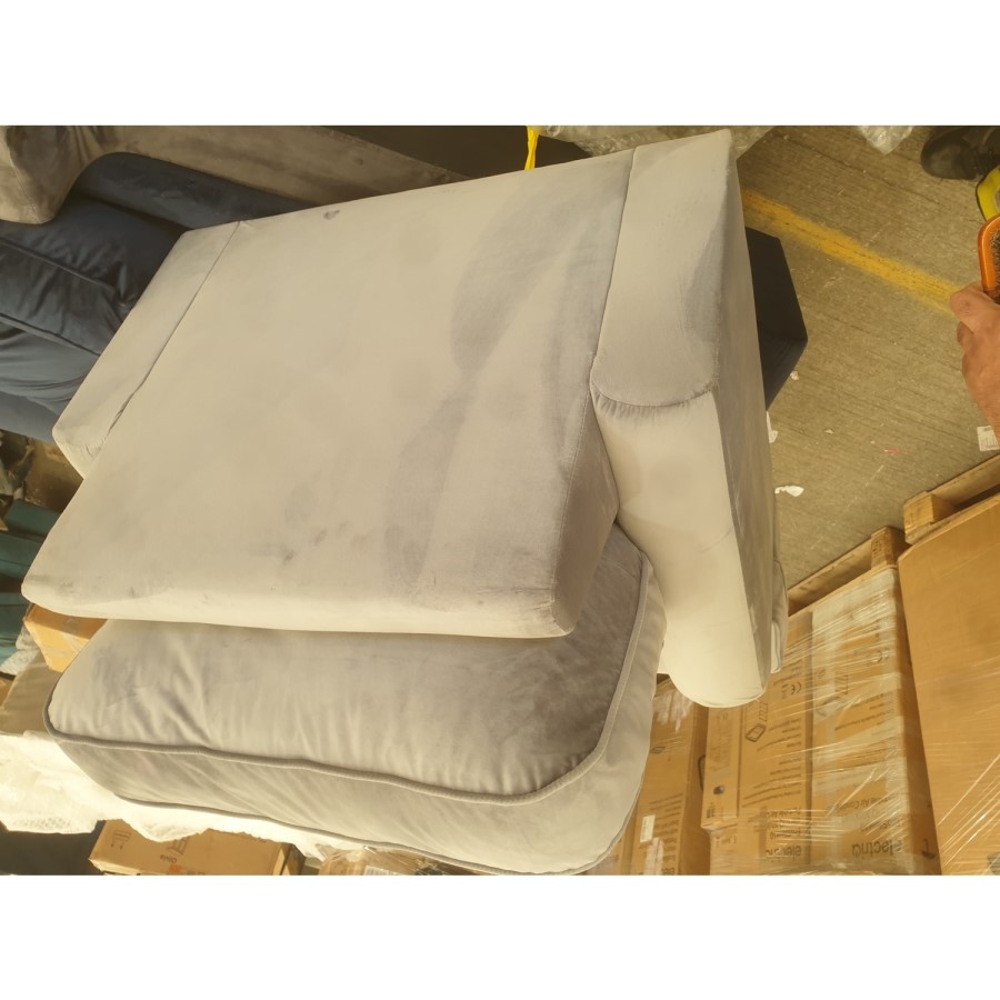 GRADE A2 - Silver Grey Velvet Armchair - Payton