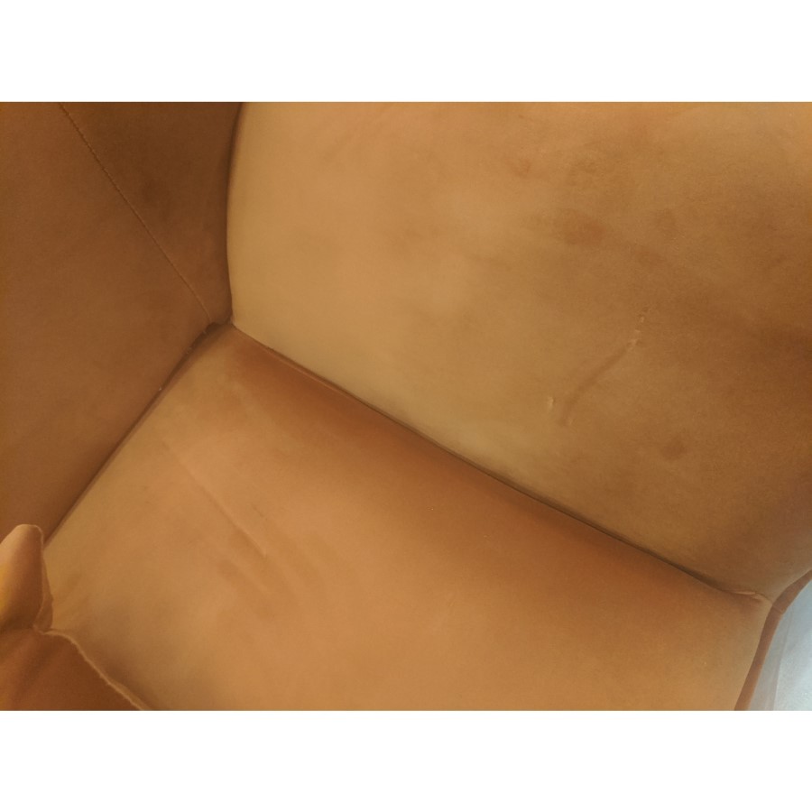 GRADE A2 - Orange Velvet 3 Seater Retro Sofa - Eli