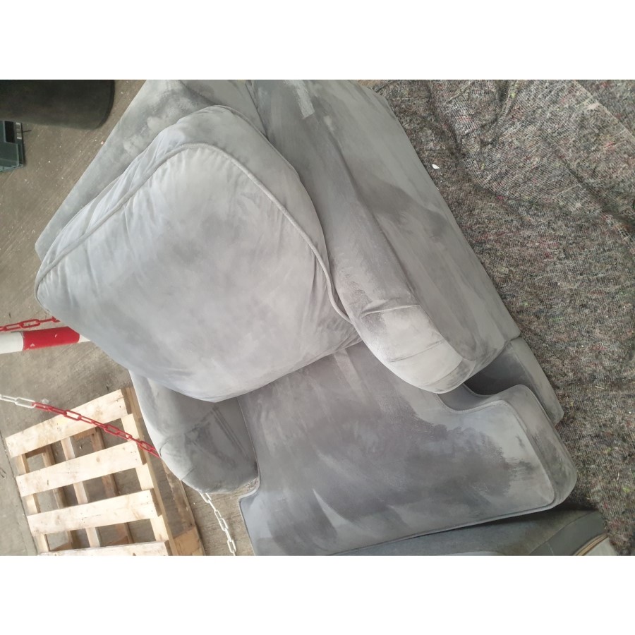 GRADE A2 - Silver Grey Velvet Armchair - Payton