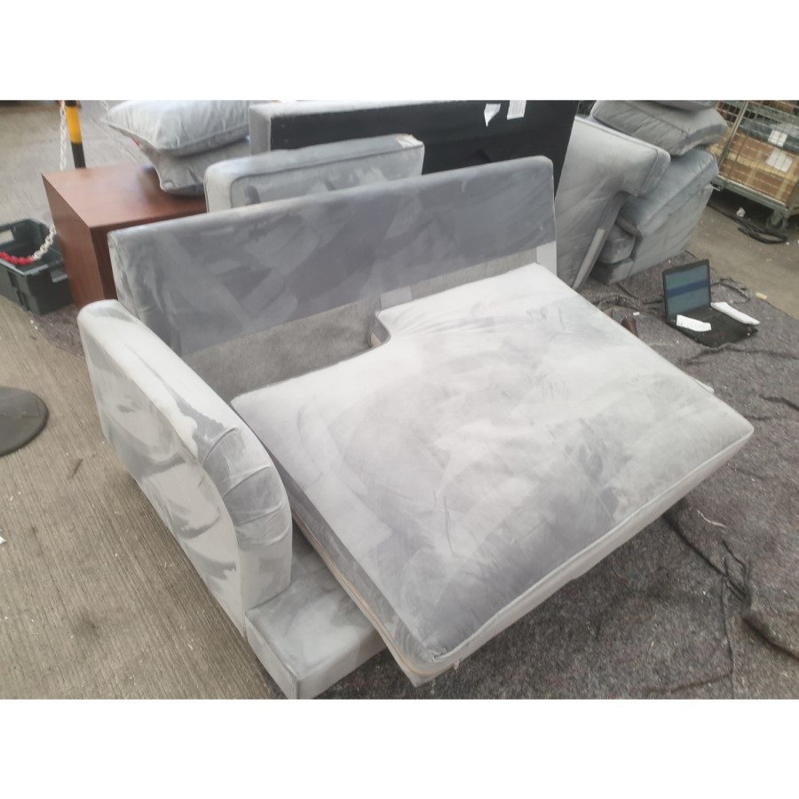 GRADE A2 - Silver Grey Velvet Armchair - Payton