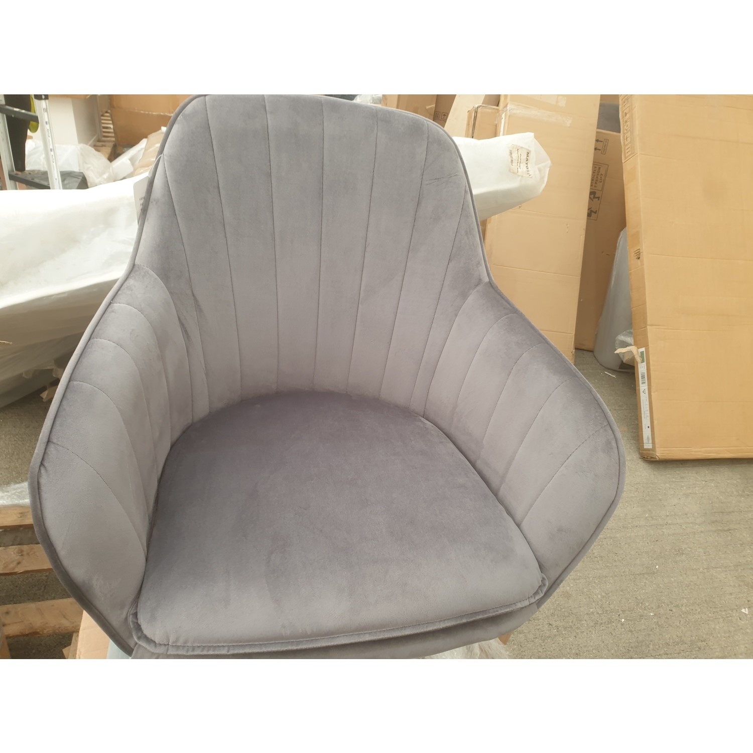 GRADE A2 Set of 2 Grey Velvet Dining Tub Chairs Logan Furniture123