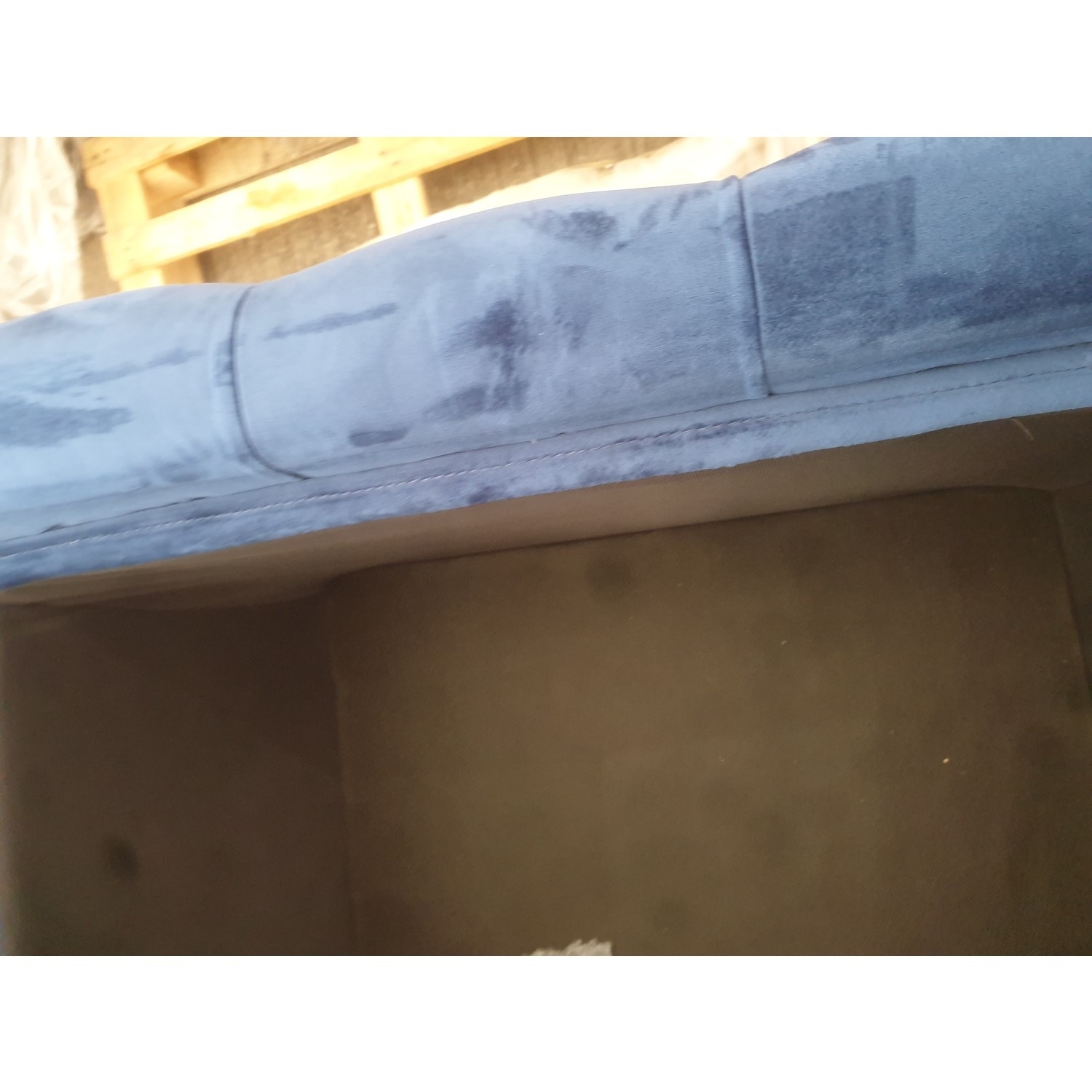 GRADE A2 Navy Velvet Rectangle Coffee Table with Ottoman Storage