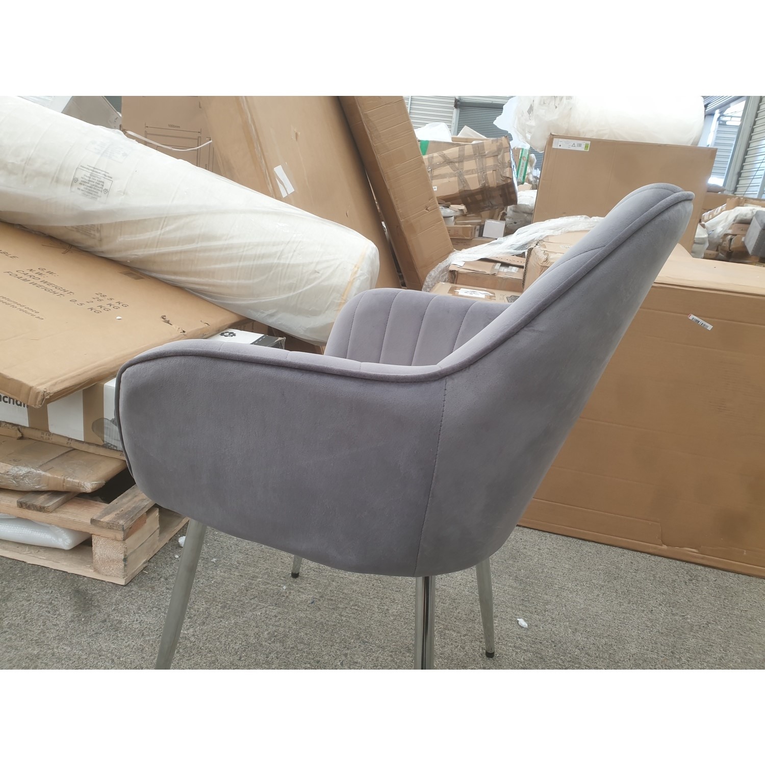 GRADE A2 Set of 2 Grey Velvet Dining Tub Chairs Logan Furniture123