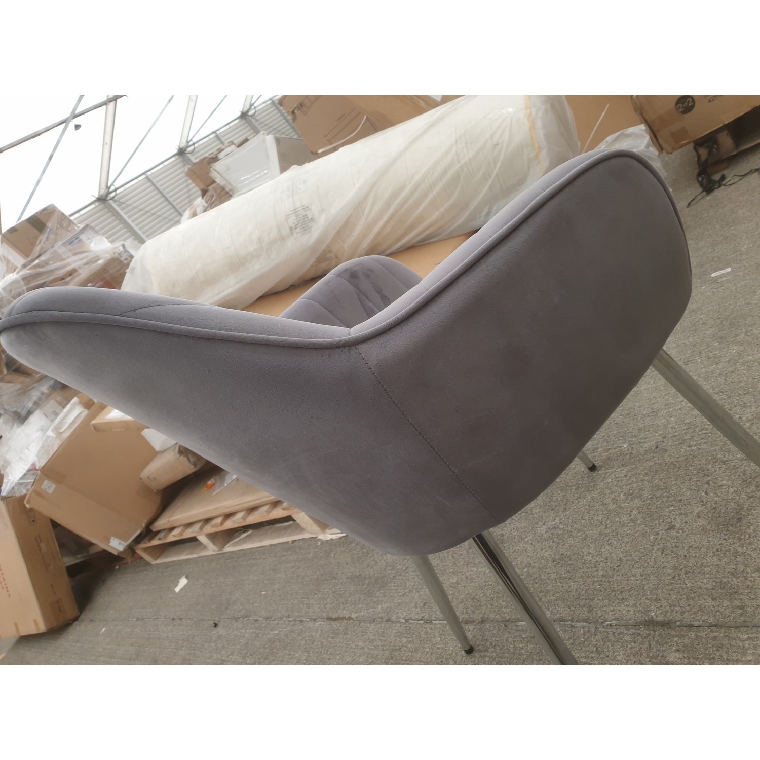 GRADE A2 Set of 2 Grey Velvet Dining Tub Chairs Logan Furniture123