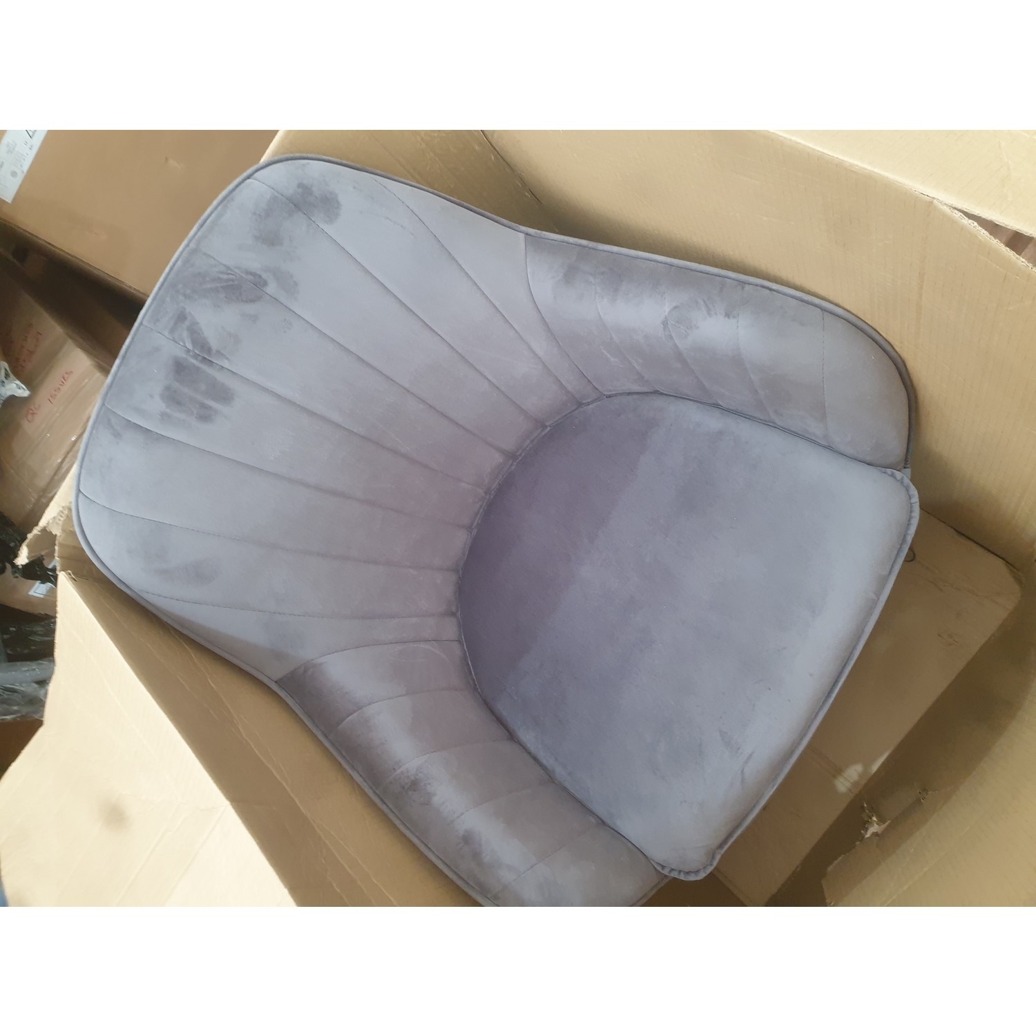 GRADE A2 Set of 2 Grey Velvet Dining Tub Chairs Logan Furniture123