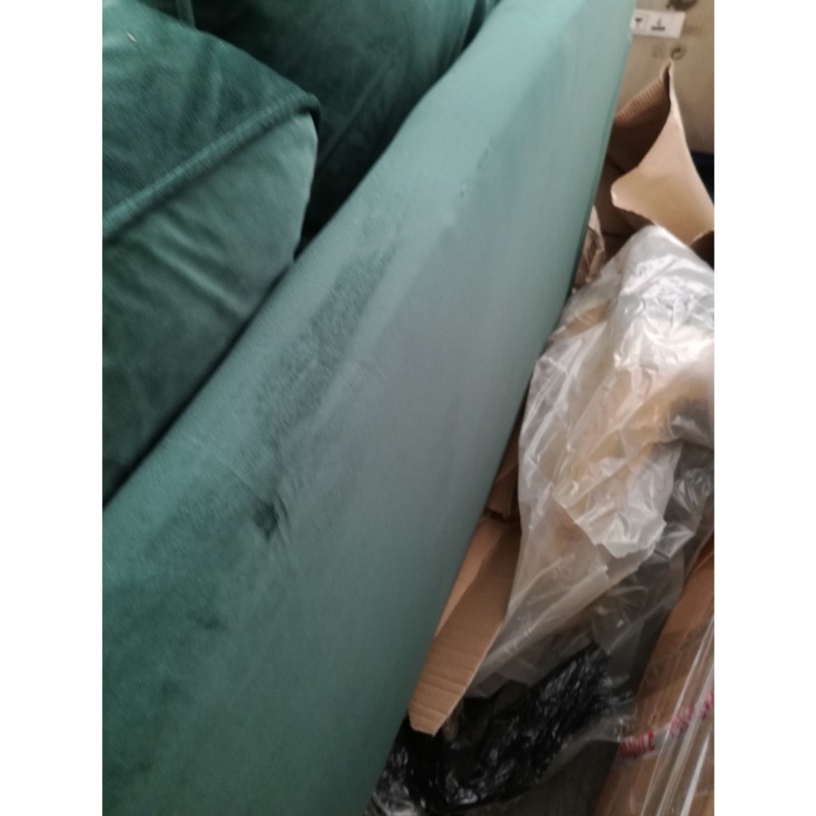 GRADE A2 - 2 Seater Pull Out Sofa Bed in Dark Green Velvet - Payton