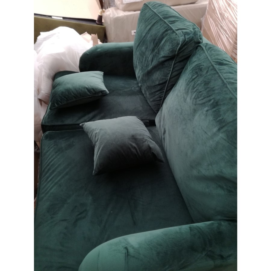 GRADE A2 - 2 Seater Pull Out Sofa Bed in Dark Green Velvet - Payton