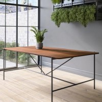GRADE A3 - Walnut Dining Table with Black Metal Legs - Seats 6 - Cooper