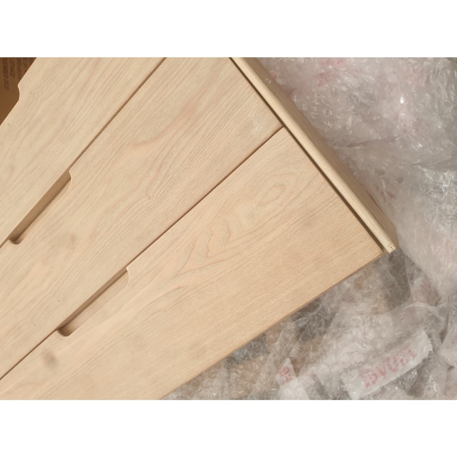 GRADE A2 - Mid-Century Modern Wide Chest of 6 Drawers with Legs in Light Wood - Saskia