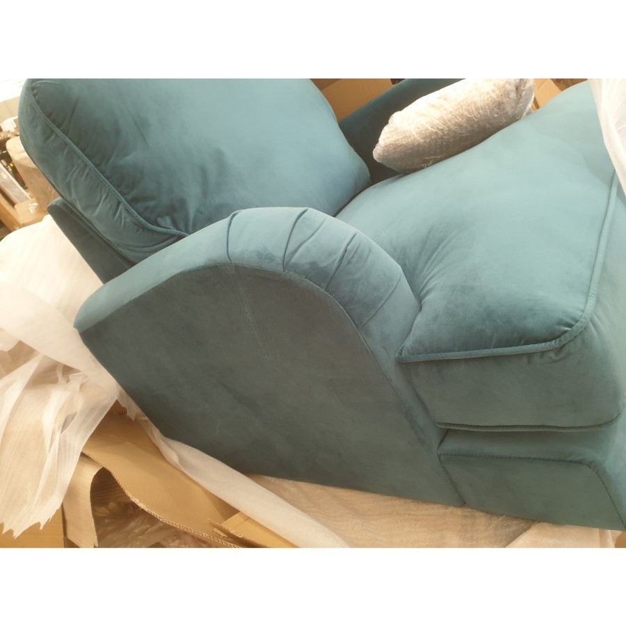 GRADE A2 - Teal Blue Velvet Armchair - Payton