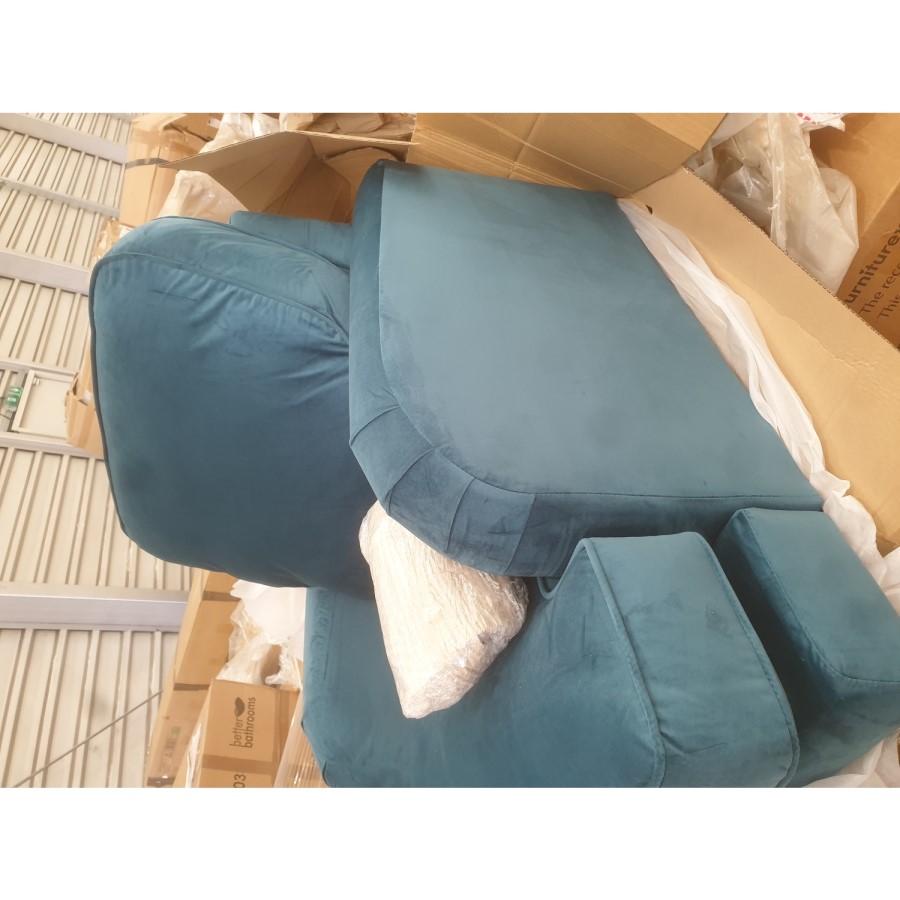 GRADE A2 - Teal Blue Velvet Armchair - Payton
