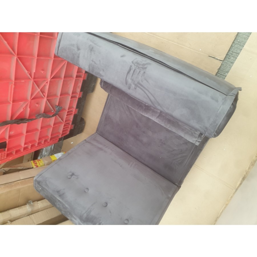 GRADE A2 - Single Sofa Bed in Charcoal Velvet with Bolster Cushion - Eleni