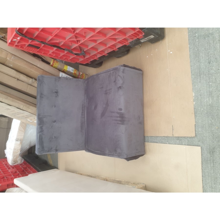 GRADE A2 - Single Sofa Bed in Charcoal Velvet with Bolster Cushion - Eleni