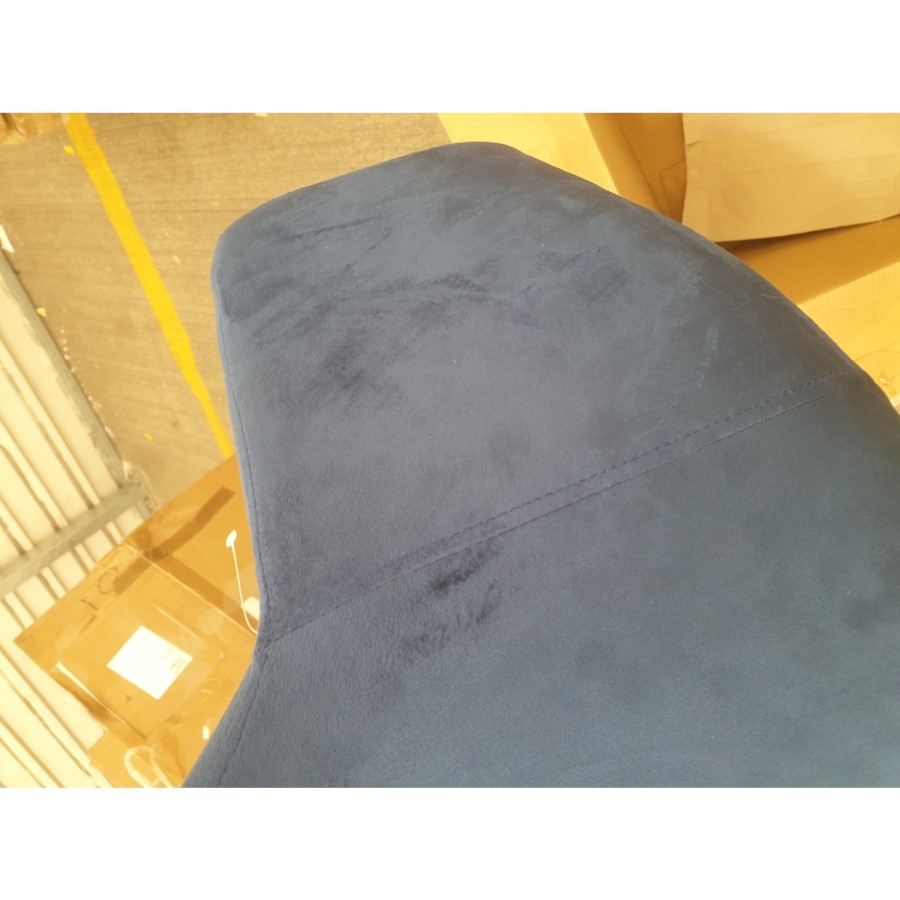 GRADE A2 - Navy Blue Velvet Swivel Office Chair with Gold Base - Marley