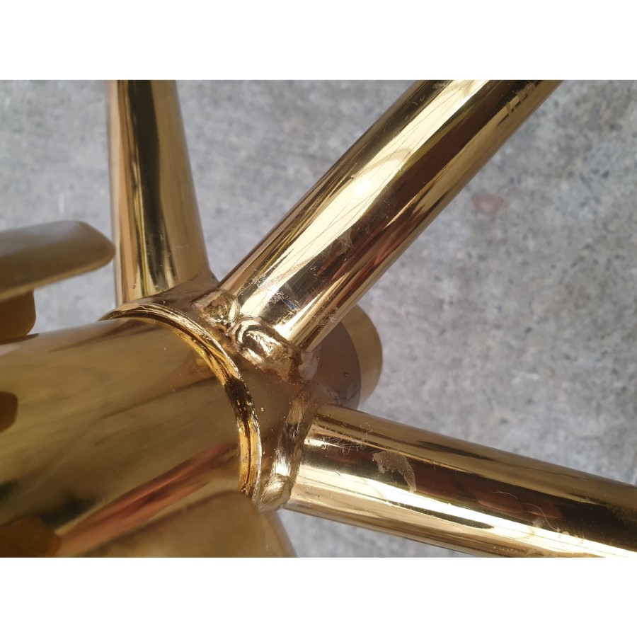 GRADE A2 - Navy Blue Velvet Swivel Office Chair with Gold Base - Marley