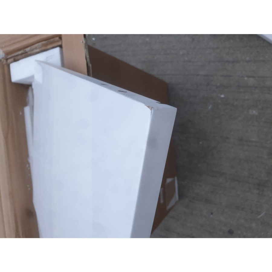 GRADE A2 - High Gloss White and Gold Bedside Table with 2 Drawers - Valencia