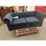 GRADE A2 - 3 Seater Pull Out Chesterfield Sofa Bed in Navy Blue Velvet - Bronte