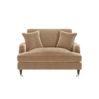 Beige Velvet Loveseat Armchair with Scatter Cushions - Payton Beige Velvet Loveseat Armchair with Scatter Cushions - Payton