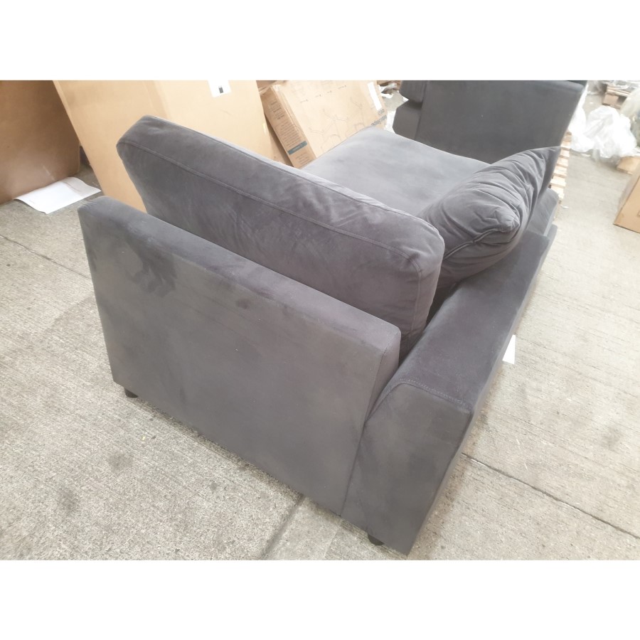 GRADE A2 - 3 Seater Left Hand Facing L Shaped Sofa in Charcoal Grey Velvet - August