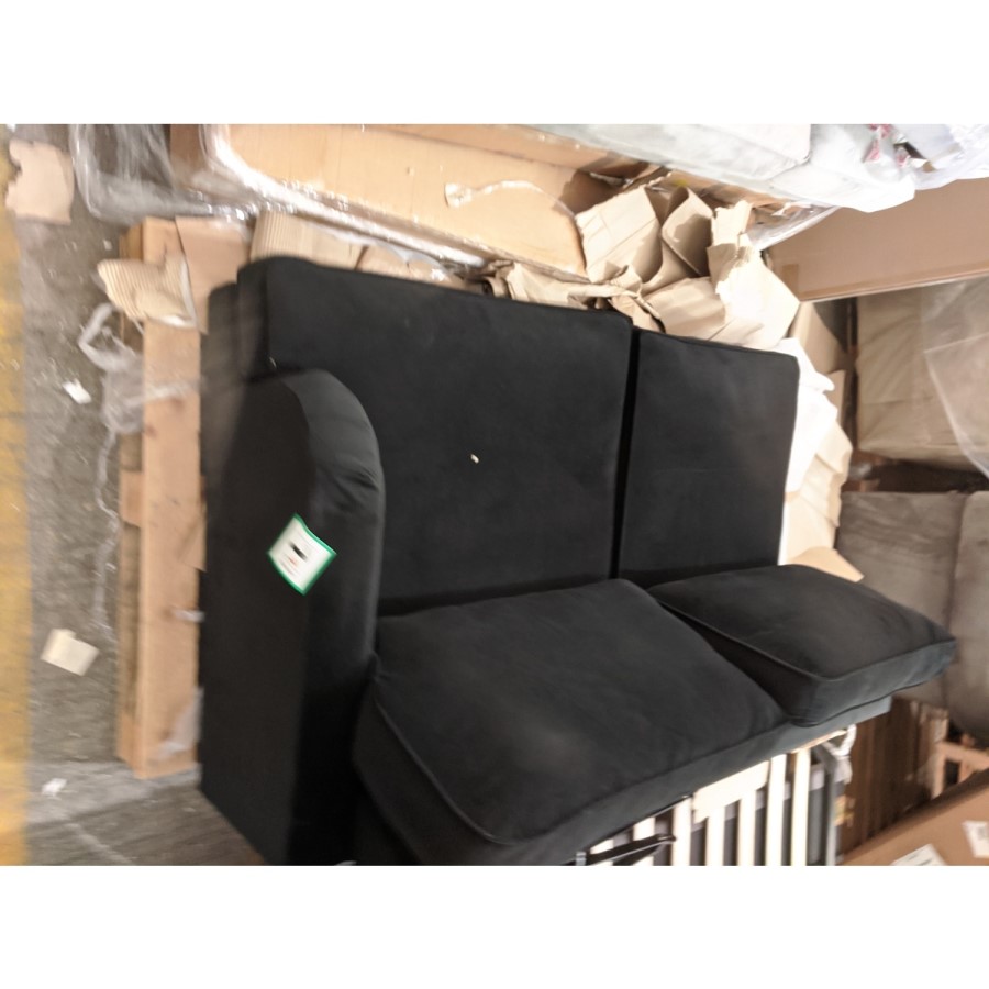GRADE A2 - 3 Seater Left Hand Facing L Shaped Sofa in Black Velvet - Payton