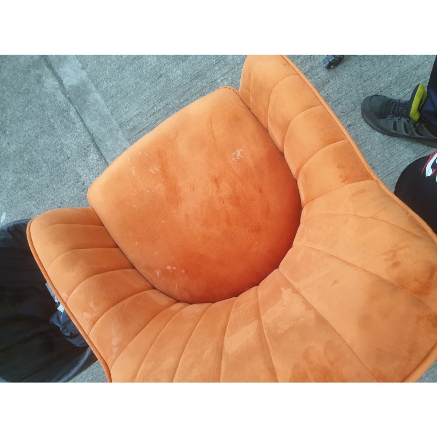 ALMOST PERFECT - Set of 2 Orange Velvet Tub Armchair Dining Chairs - Logan