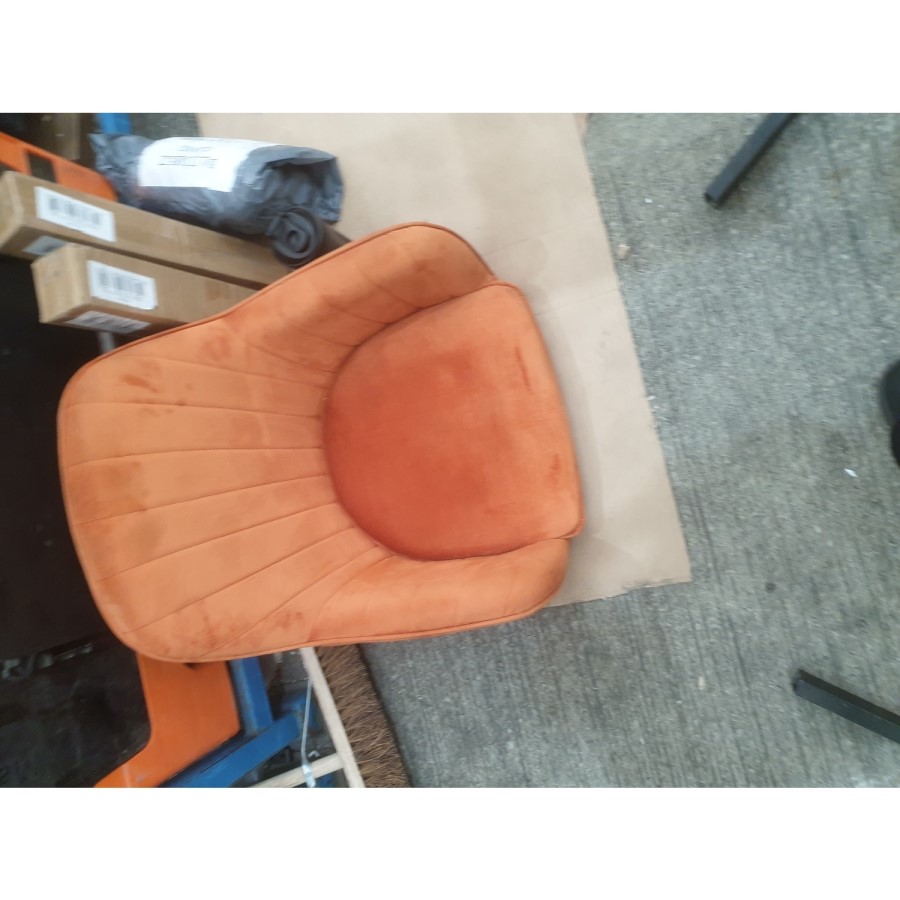 ALMOST PERFECT - Set of 2 Orange Velvet Tub Armchair Dining Chairs - Logan