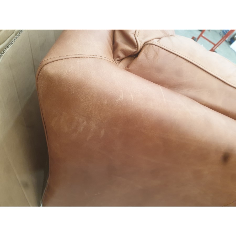 GRADE A2 - Brown Vintage Leather 2 Seater Sofa - Caspian House