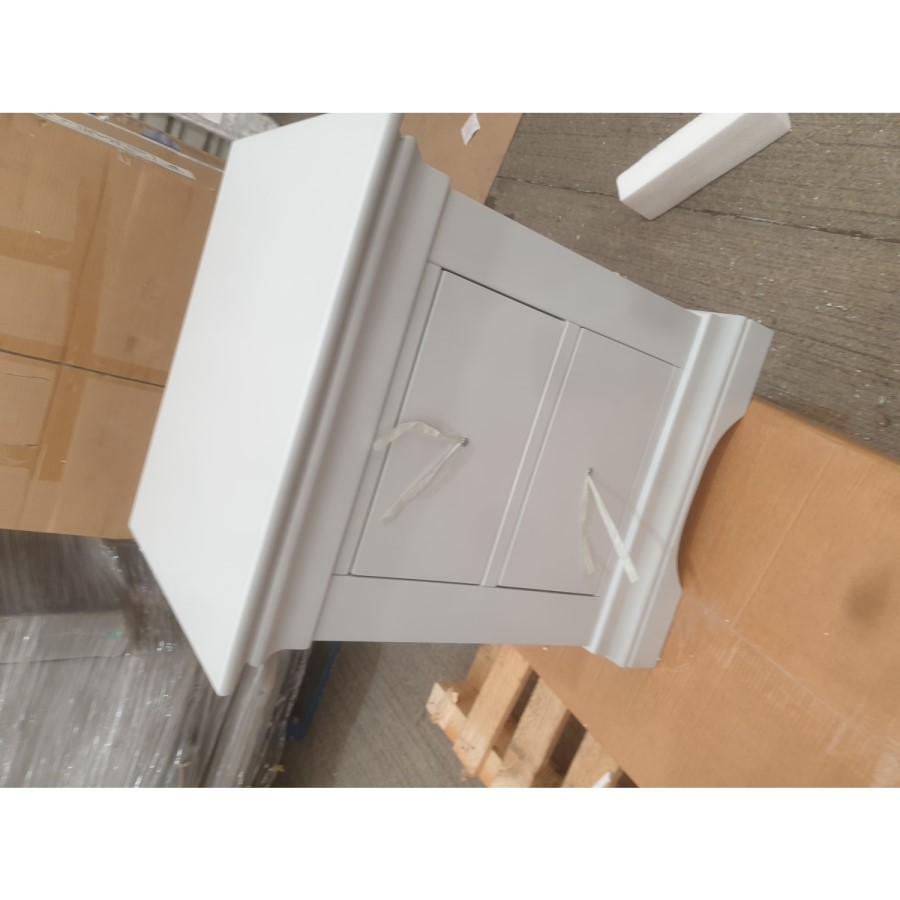 GRADE A2 - Light Grey French Bedside Table with 2 Drawers - Olivia