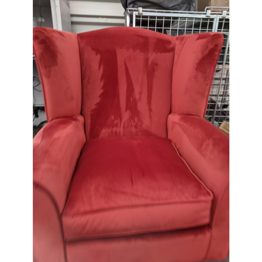 GRADE A2 - Burnt Orange Velvet Wingback Chair - Rupert