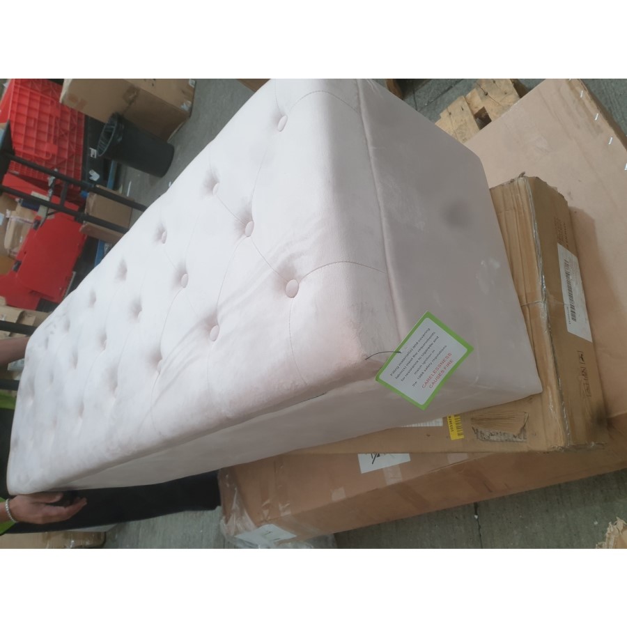 GRADE A2 - Safina Pink Velvet Ottoman Blanket Box with Stud Detail