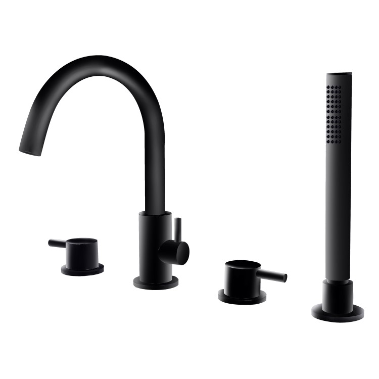 Black Bath Shower Mixer Tap - 4 tap hole - Arissa