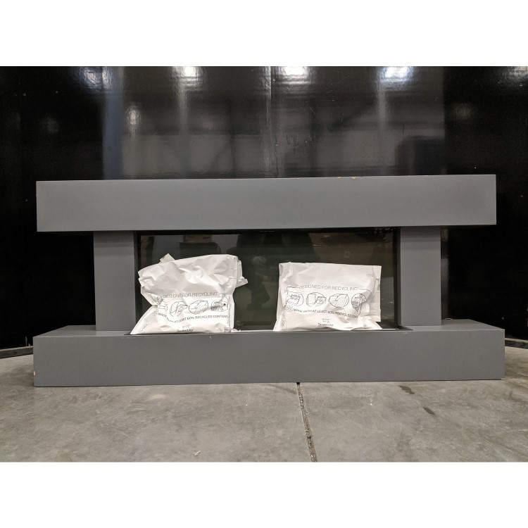 GRADE A2 - Grey Wall Mounted Electric Fireplace Suite with LED Lights - Amberglo