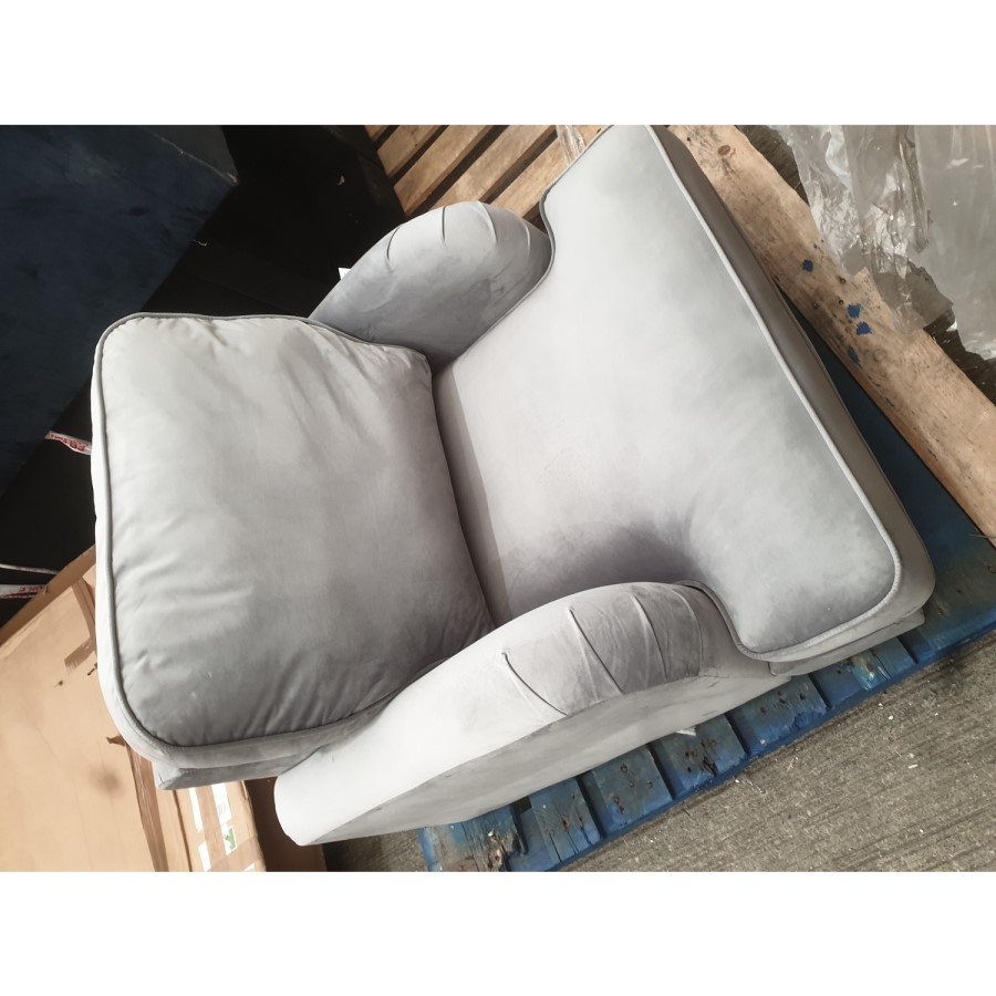 GRADE A2 - Silver Grey Velvet Armchair - Payton